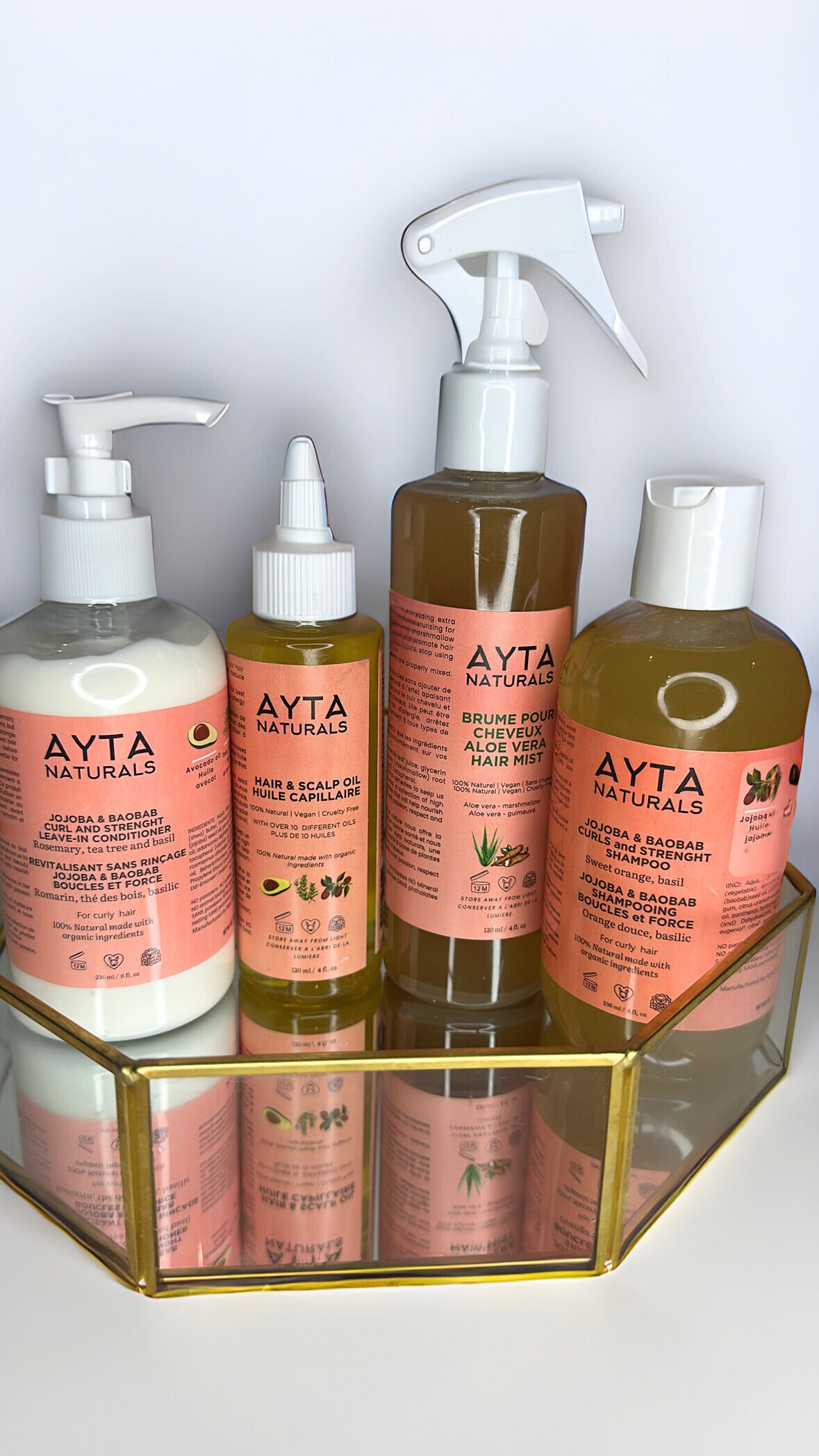 Pack Adulte - ROMARIN ET THÉ - shampoing - brume capillaire - huile capillaire - revitalisant sans rinçage